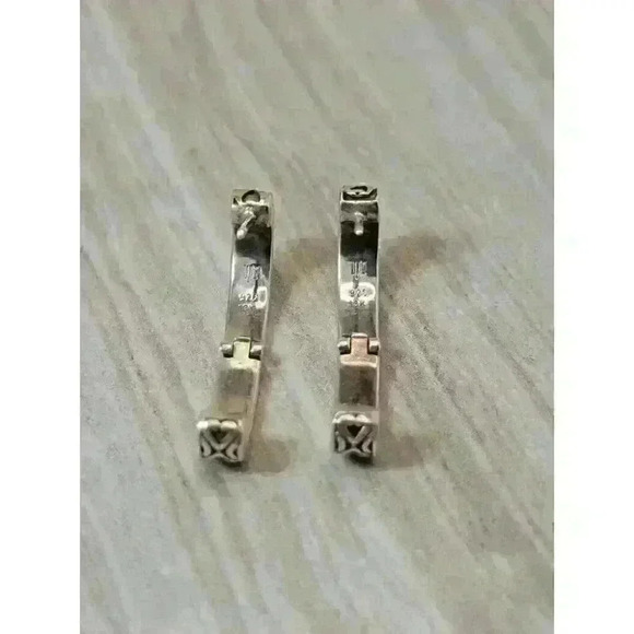 John Hardy Sterling Silver 18kt Yellow Gold Hinged Huggie Hoop Earrings - Picture 5 of 8